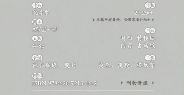 【現貨/赠加固包装】沉浮事 | 特簽版 | 十三把劍 | 旭儒 | 原耽 | 无删减 | BL